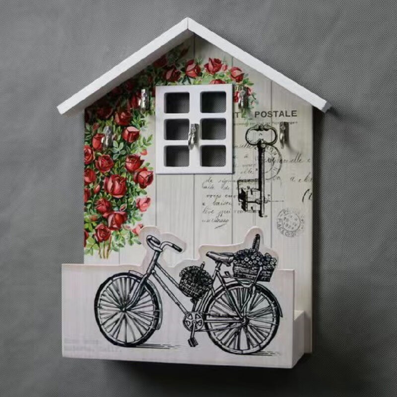 PORTA LLAVES CASA DE FLORES Y BICICLETA PM-77